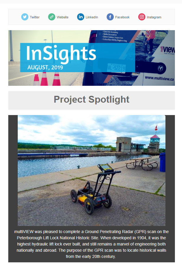 Welcome to the 2019 fall issue of multiVIEW Insights - a Spotlight on Ground Penetrating Radar