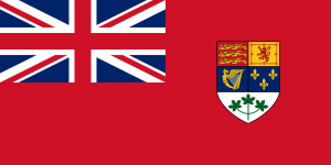 Informative Image displaying the Flag of Canada used during the years of 1921-1957. It uses Britain’s Red Ensign, also known as the Union Jack, and the Canadian composite shield bearing the quartered arms of Ontario, Quebec, New Brunswick and Nova Scotia on the fly.